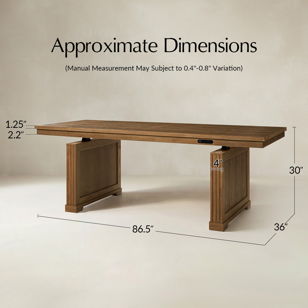 Julia 86.5-Inch Height-Adjustable Dining Table – Modern Farmhouse Electric Lift Design