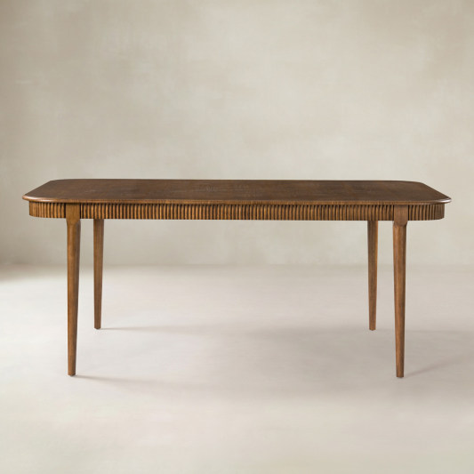 Baggio 72.5" Organic Modern Fluted Wood Dining Table for 6-8 People
