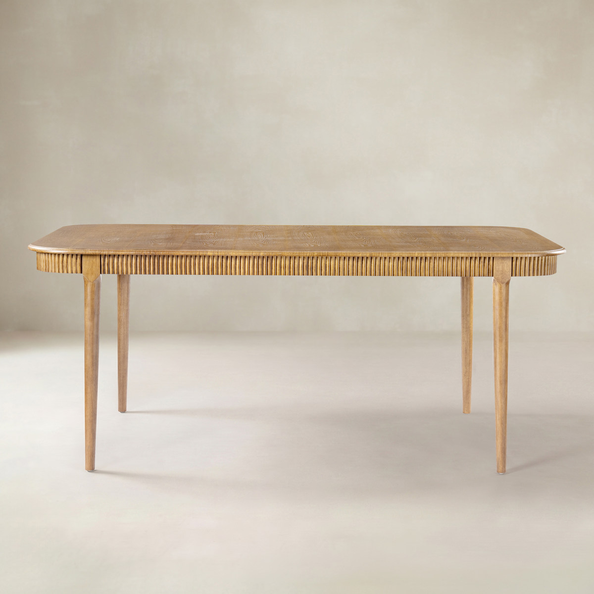 Baggio 72.5" Organic Modern Fluted Wood Dining Table for 6-8 People