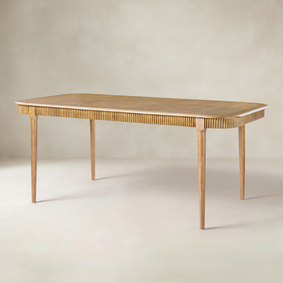 Baggio 72.5" Organic Modern Fluted Wood Dining Table for 6-8 People
