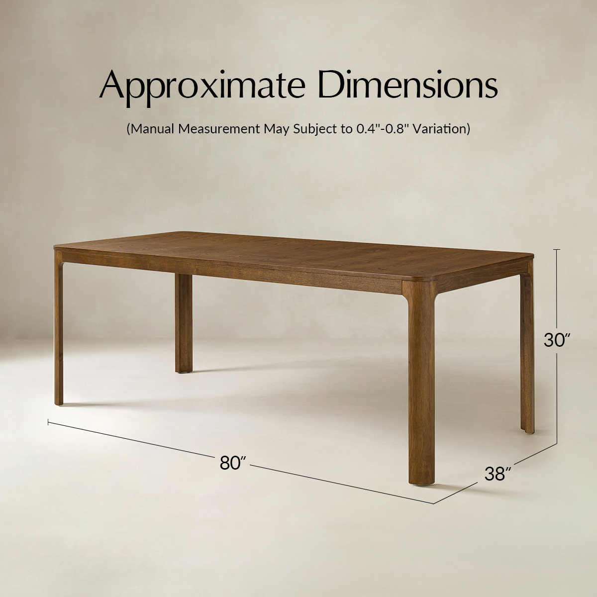 Marlow 80" Organic Modern Rectangular Wood Dining Table for 6–8 People