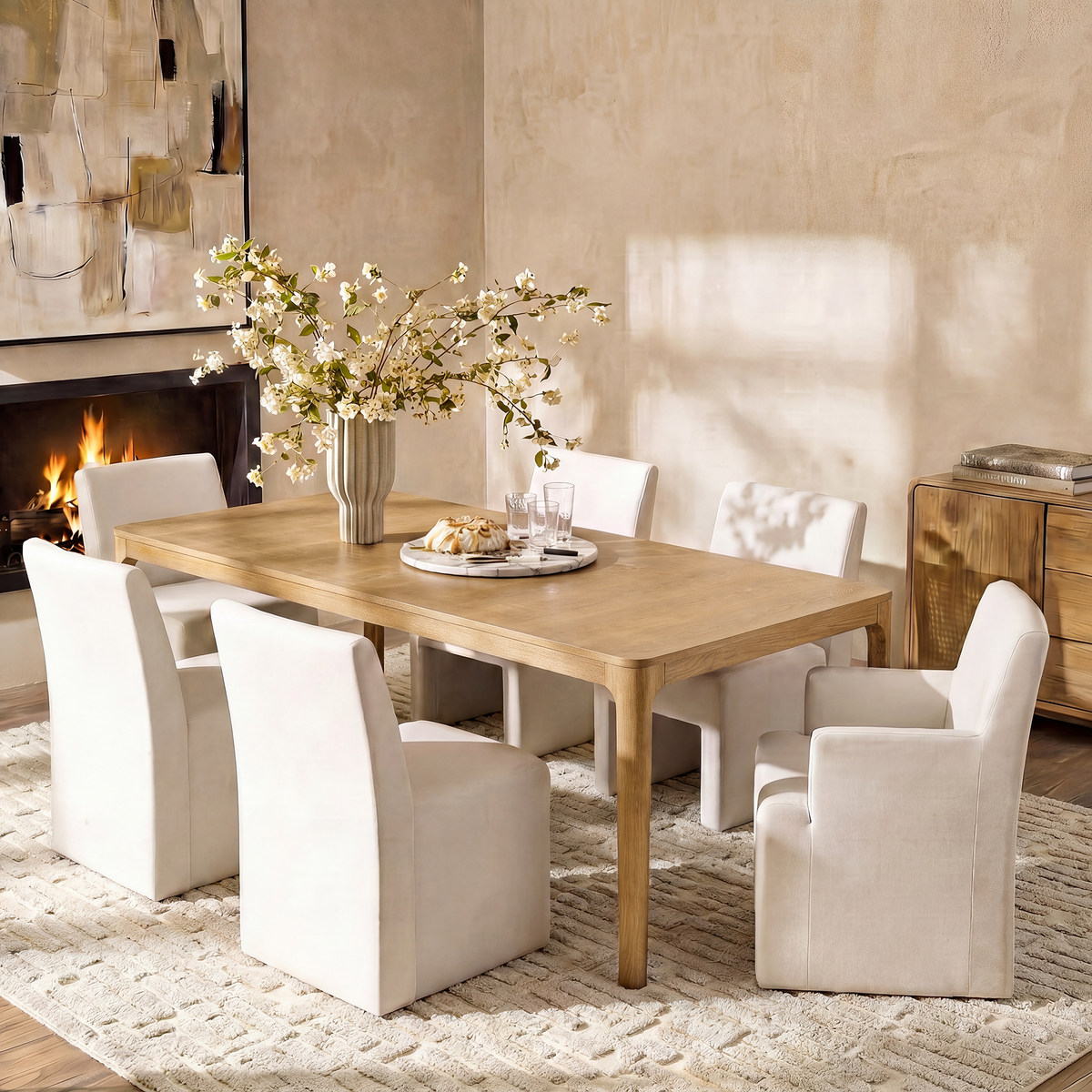 Marlow 80" Organic Modern Rectangular Wood Dining Table for 6–8 People