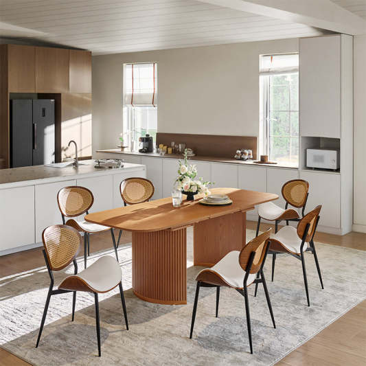American Modern Fluted Space Saving Table and Chairs &amp; Storage Cabinet Sets (Optional Types)