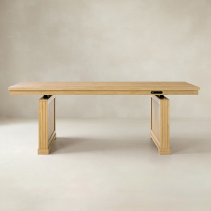 Julia 86.5-Inch Height-Adjustable Dining Table – Modern Farmhouse Electric Lift Design