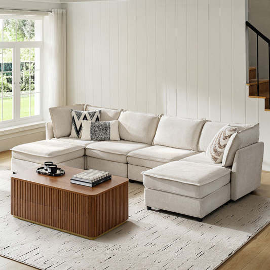 Harmetrix Large Modular Sectional Sofa Set with Storage – Soft Fabric Couch with Any Table &amp; Coffee Table