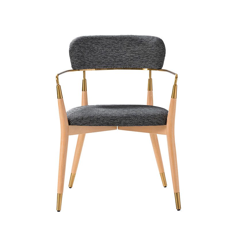 Sabina Modern Dining Chair with Wooden Legs & Metal Armrests ,Set of 2