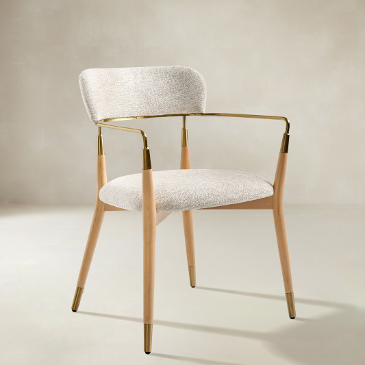Sabina Modern Dining Chair with Wooden Legs &amp; Metal Armrests ,Set of 2