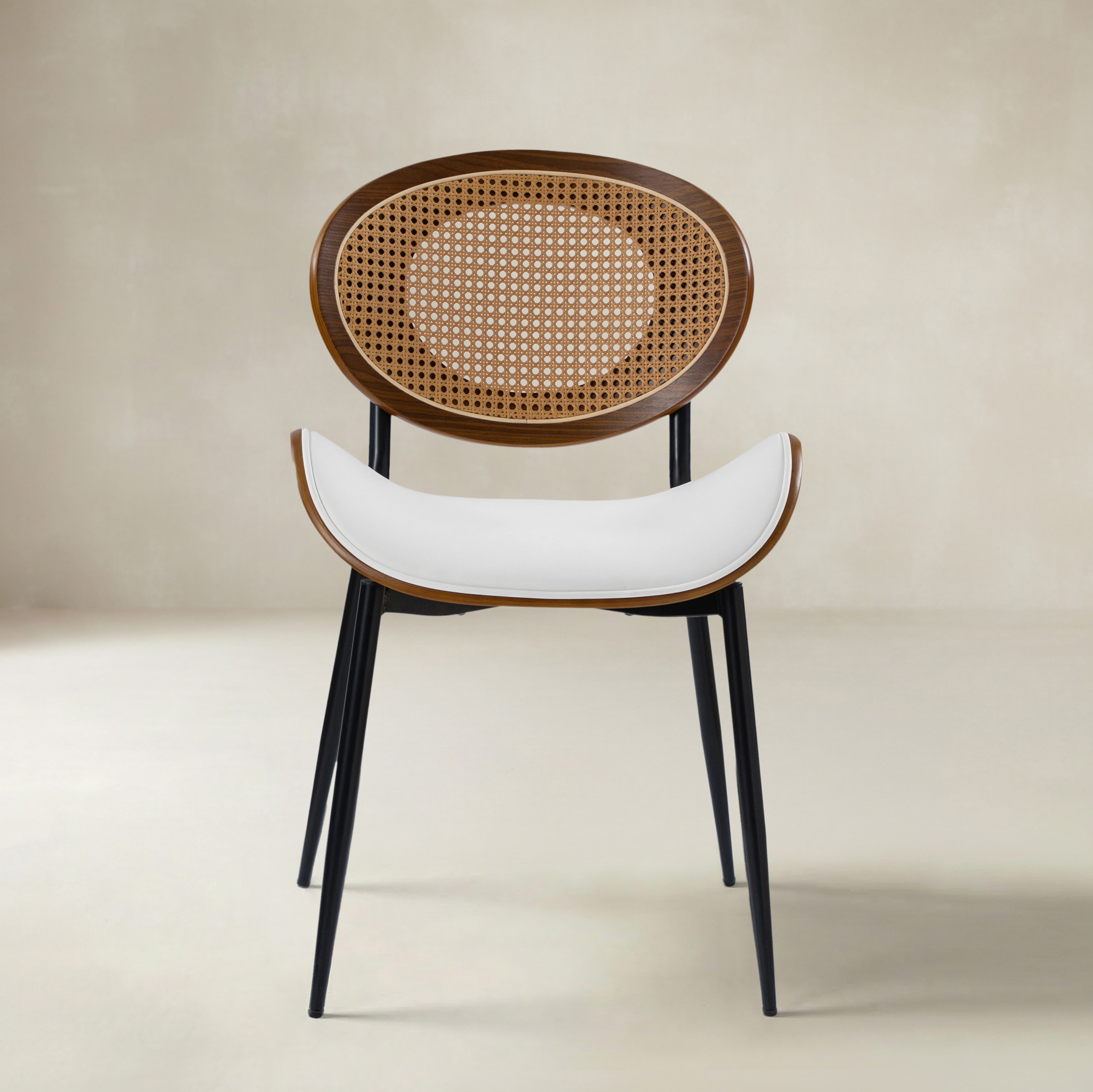 Flora Curved Wood Backrest Faux Leather Upholstery Cushion Dining Chair (Optional Types)