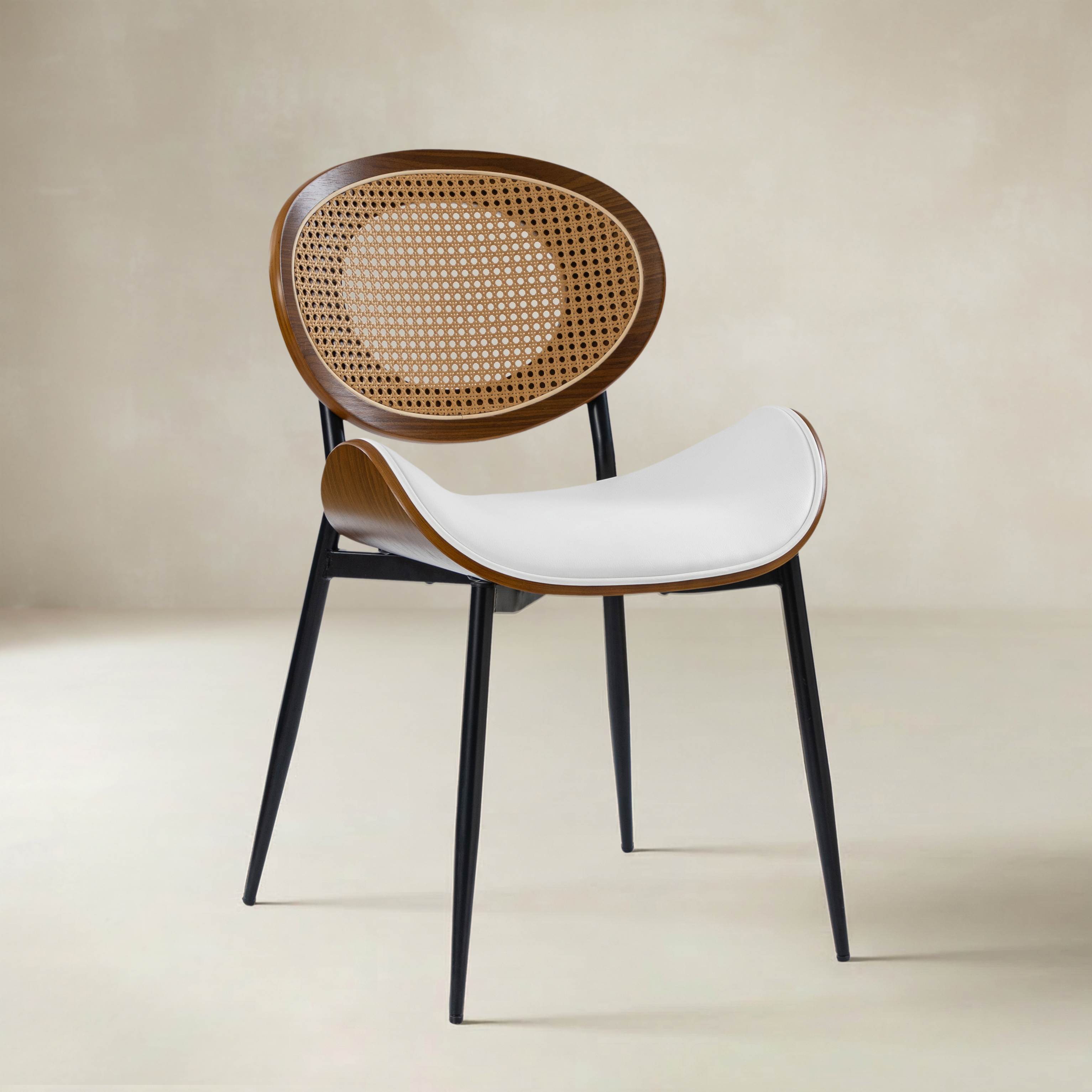 Flora Curved Wood Backrest Faux Leather Upholstery Cushion Dining Chair (Optional Types)