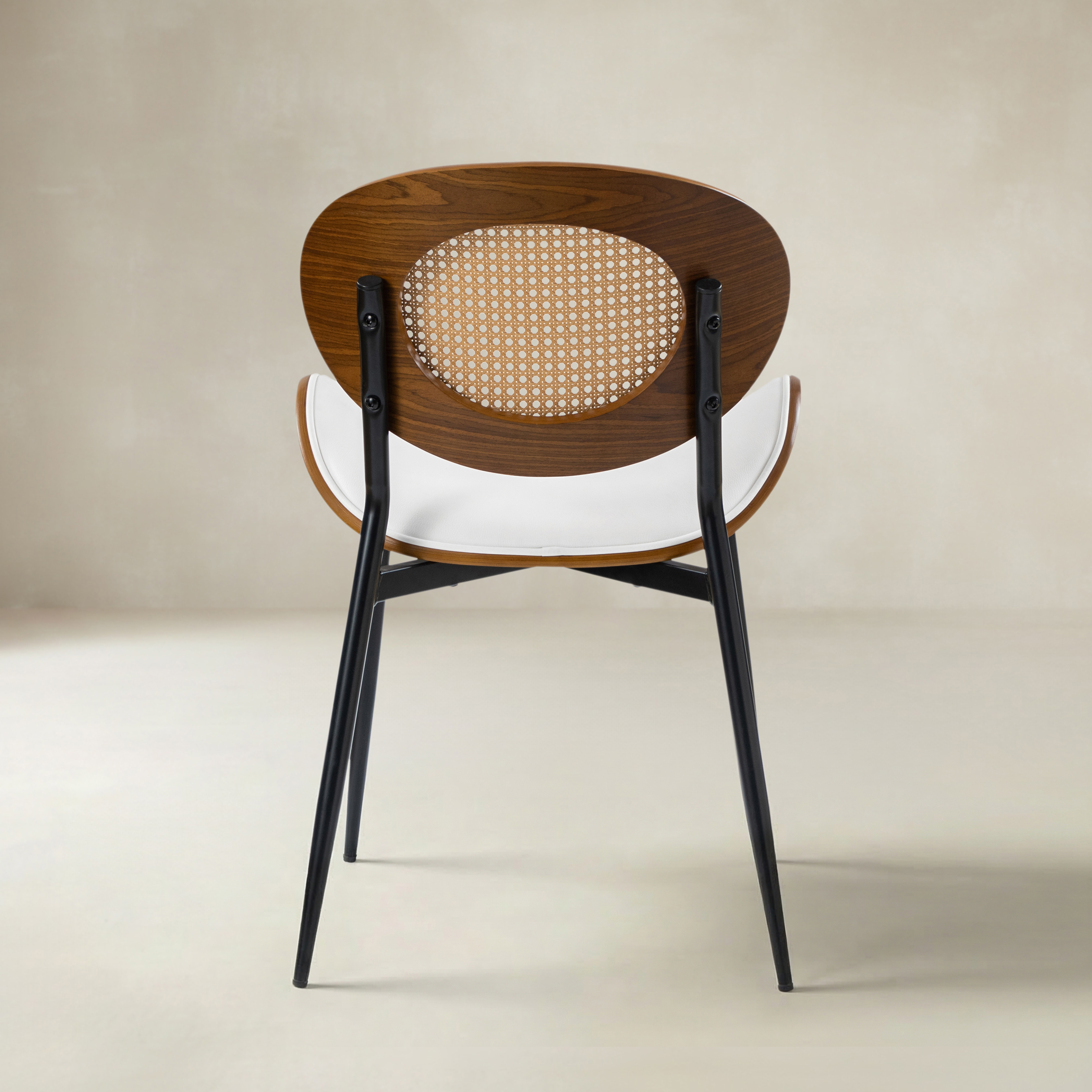 Flora Curved Wood Backrest Faux Leather Upholstery Cushion Dining Chair (Optional Types)