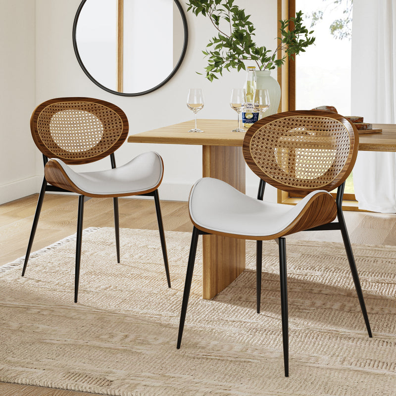 Flora Curved Wood Backrest Faux Leather Upholstery Cushion Dining Chair (Optional Types)