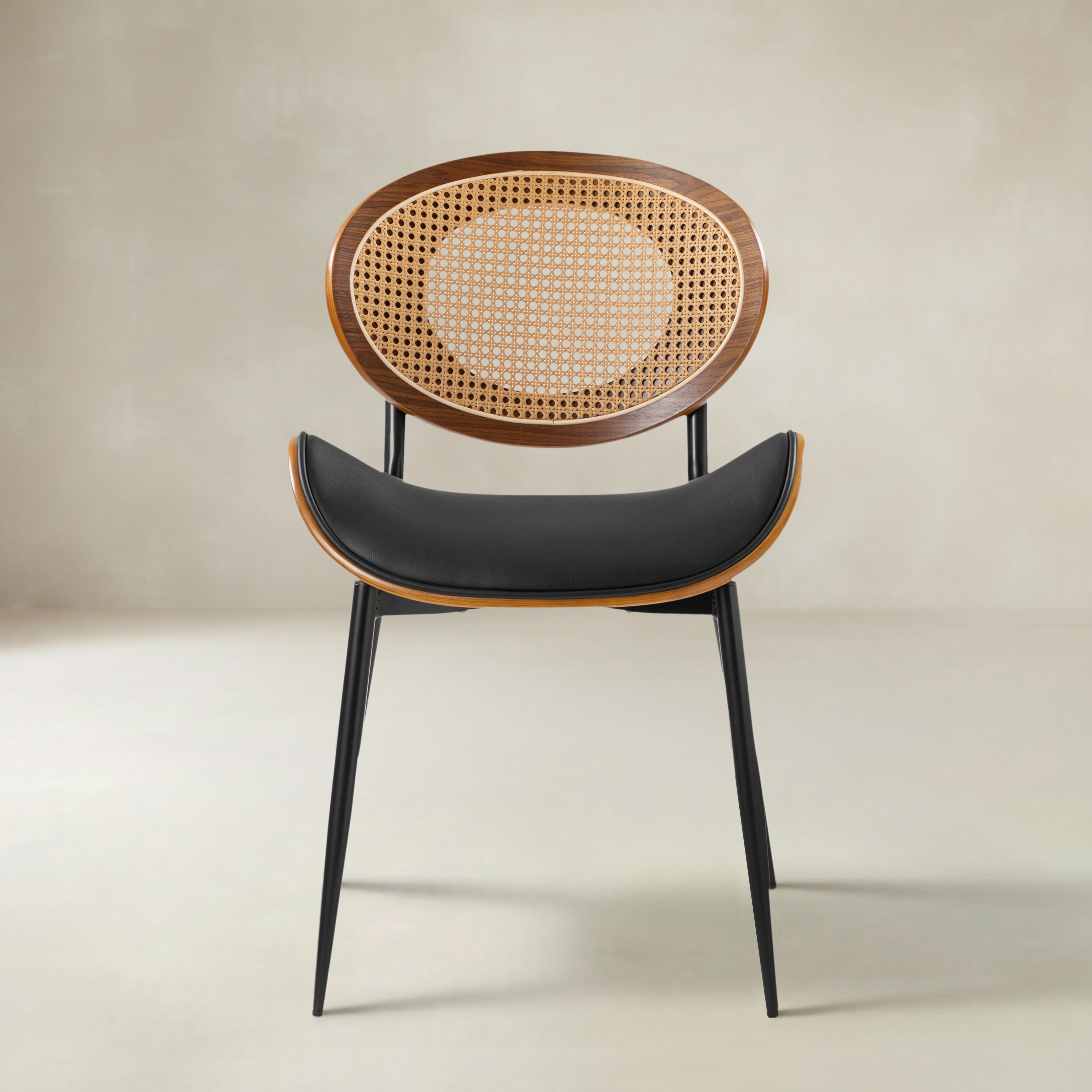 Flora Curved Wood Backrest Faux Leather Upholstery Cushion Dining Chair (Optional Types)