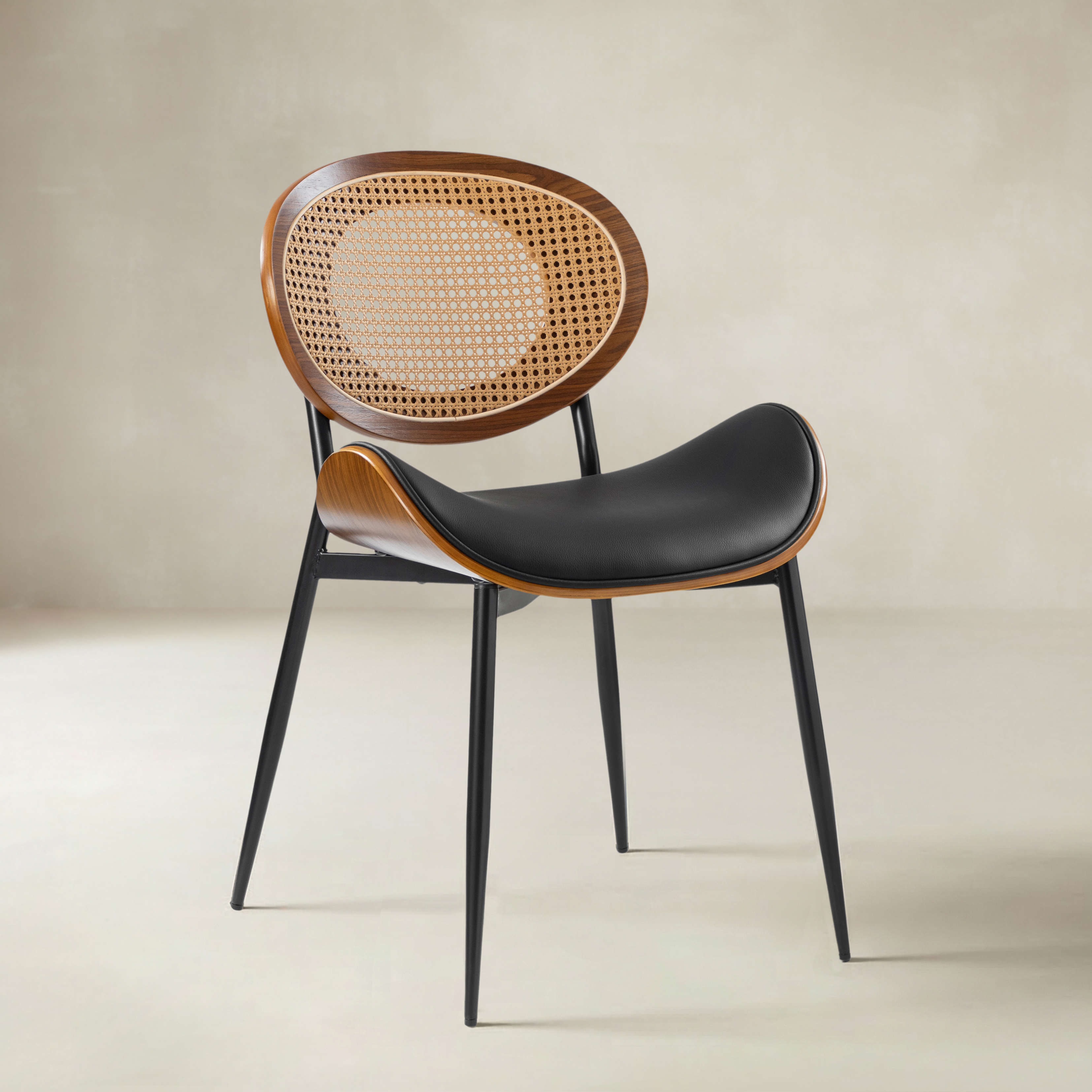 Flora Curved Wood Backrest Faux Leather Upholstery Cushion Dining Chair (Optional Types)