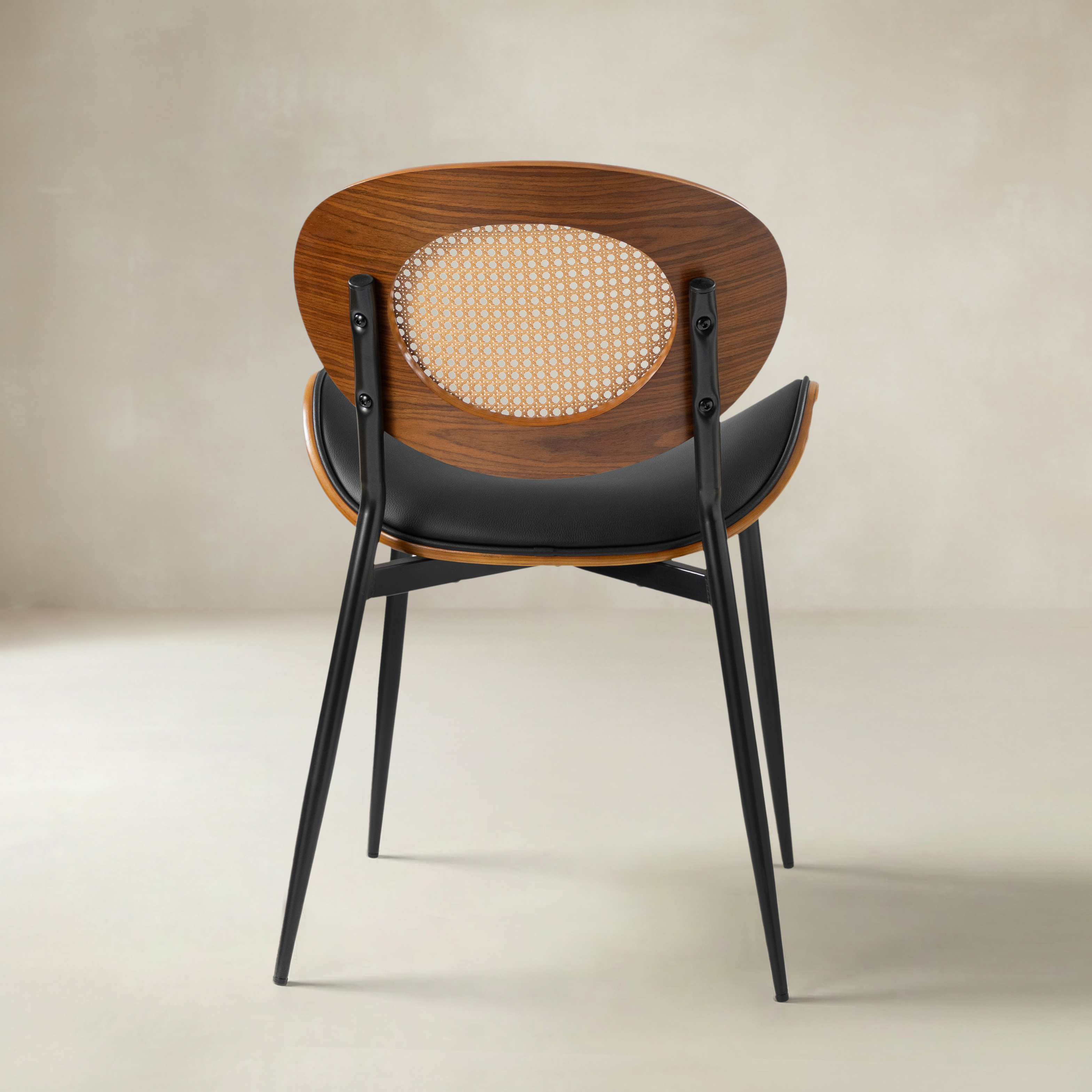 Flora Curved Wood Backrest Faux Leather Upholstery Cushion Dining Chair (Optional Types)