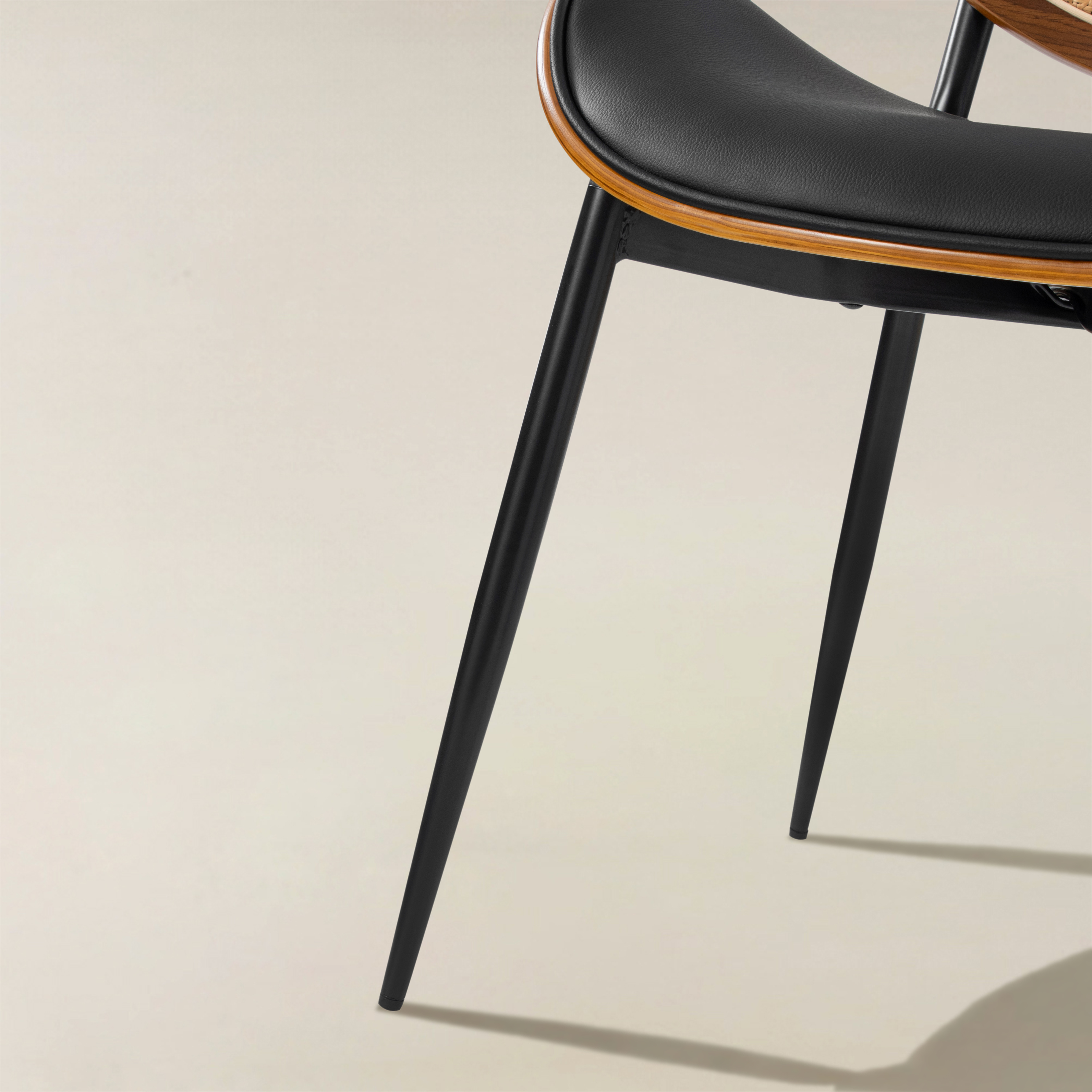 Flora Curved Wood Backrest Faux Leather Upholstery Cushion Dining Chair (Optional Types)