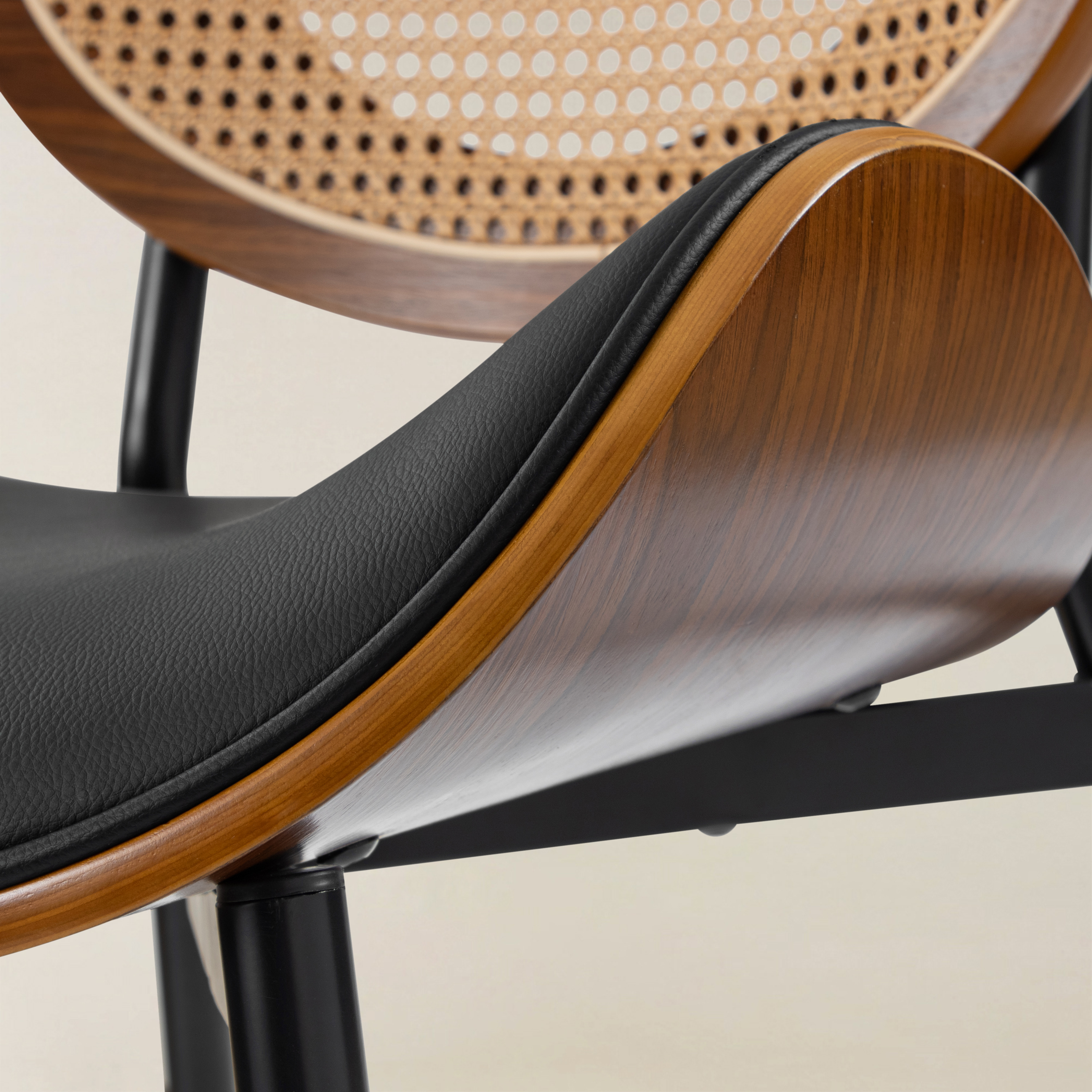 Flora Curved Wood Backrest Faux Leather Upholstery Cushion Dining Chair (Optional Types)