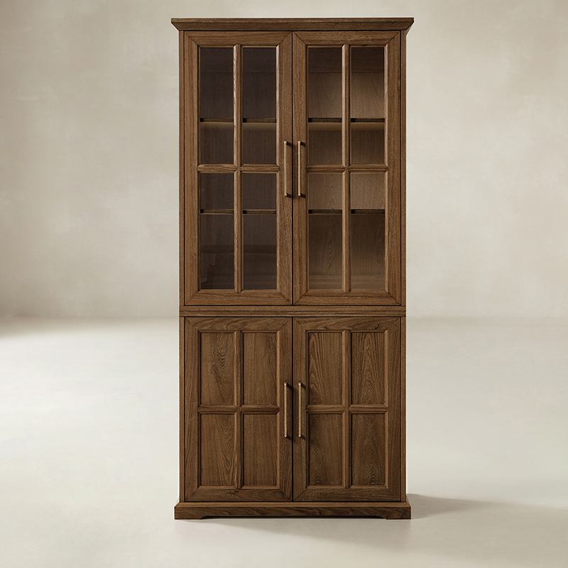 Julia Modern Farmhouse Glass Door Display Cabinet
