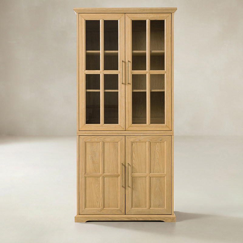 Julia Modern Farmhouse Glass Door Display Cabinet