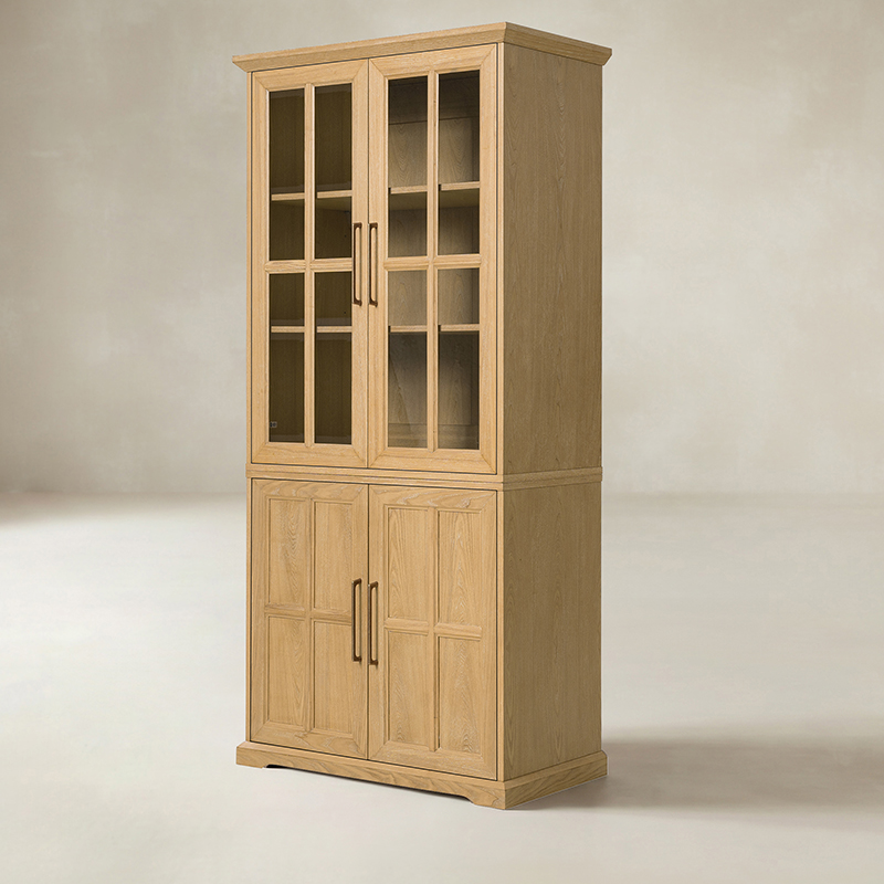 Julia Modern Farmhouse Glass Door Display Cabinet