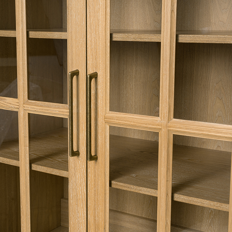Julia Modern Farmhouse Glass Door Display Cabinet