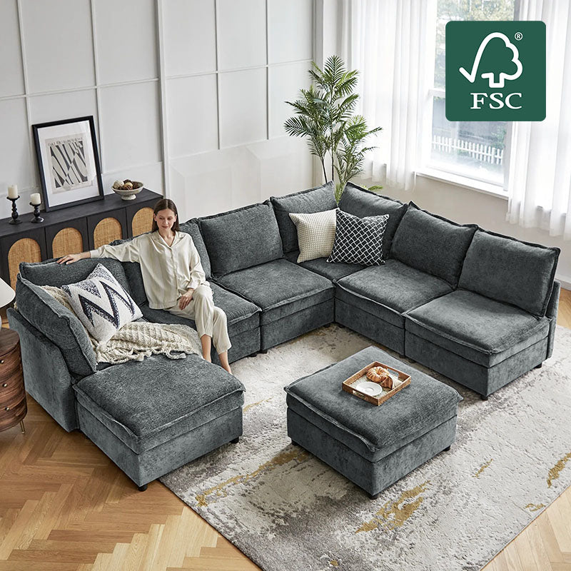 Harmetrix 8-Seater Soft Sectional Couch with Storage