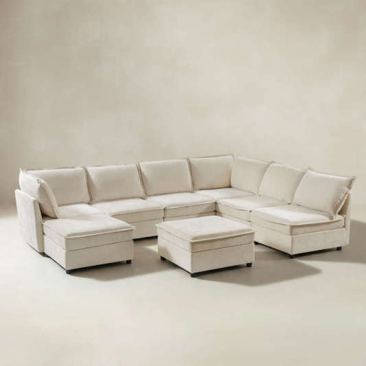 Harmetrix 8-Seater Soft Sectional Couch with Storage