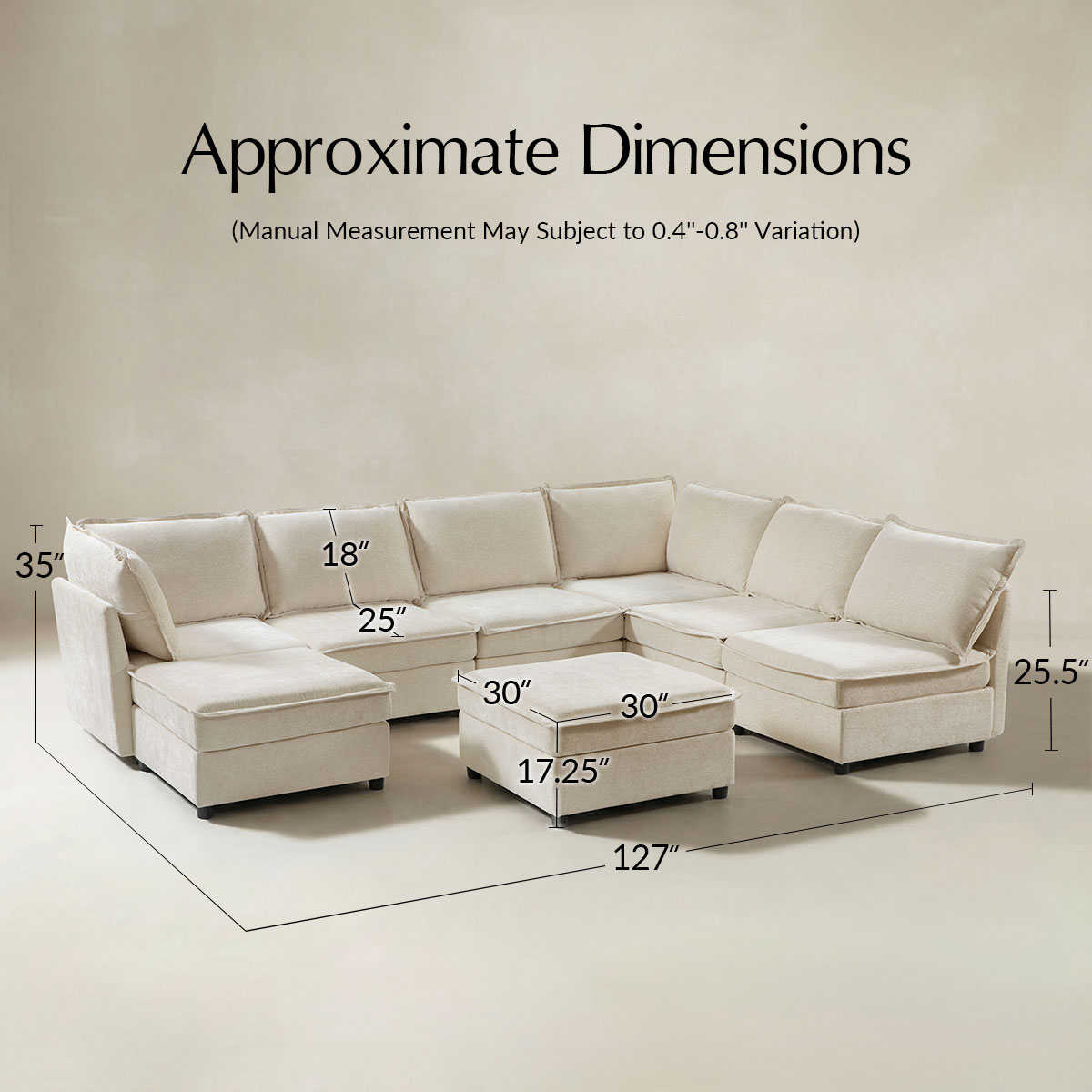 Harmetrix Oversized Soft Sectional Couch with Storage