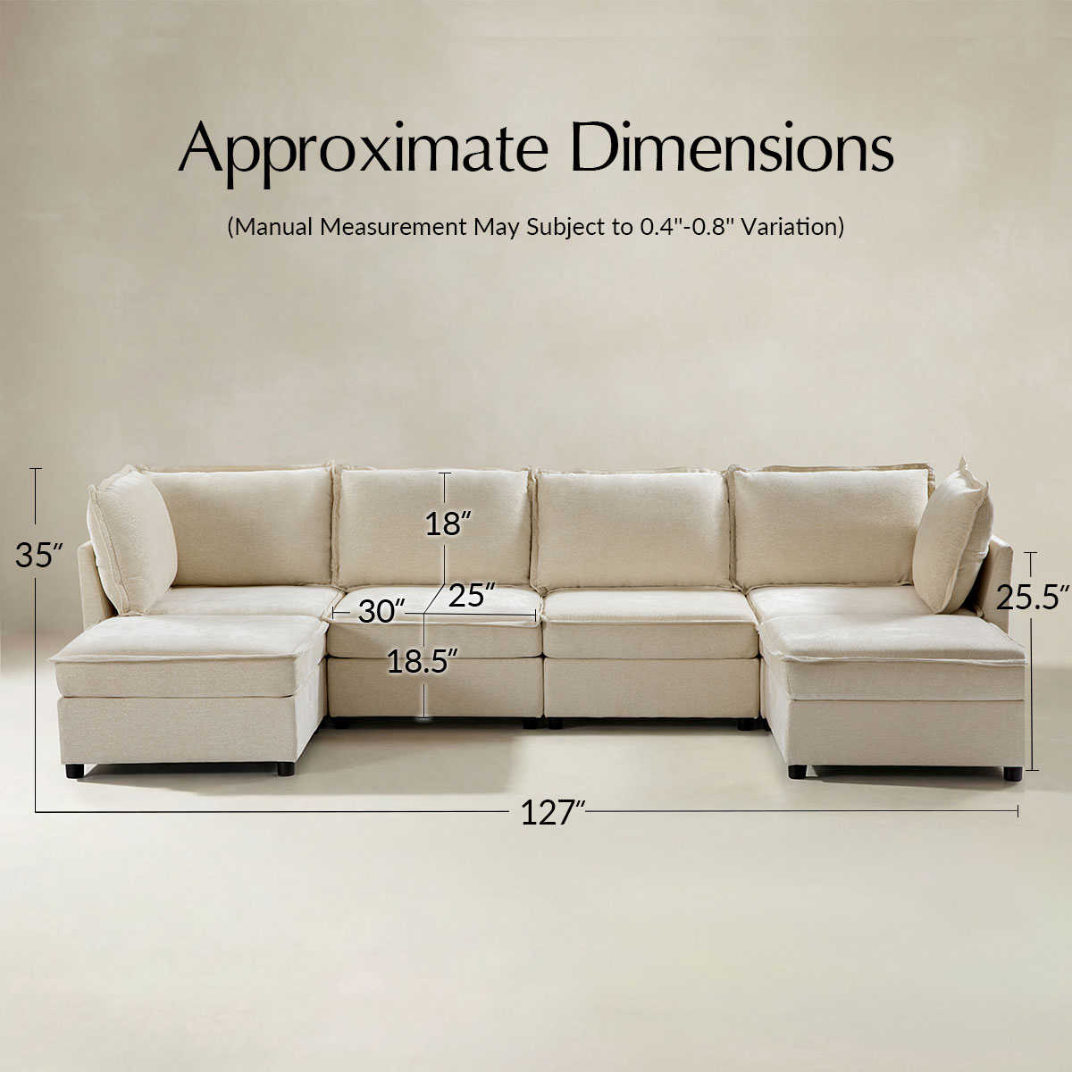 Harmetrix Oversized Soft Sectional Couch with Storage