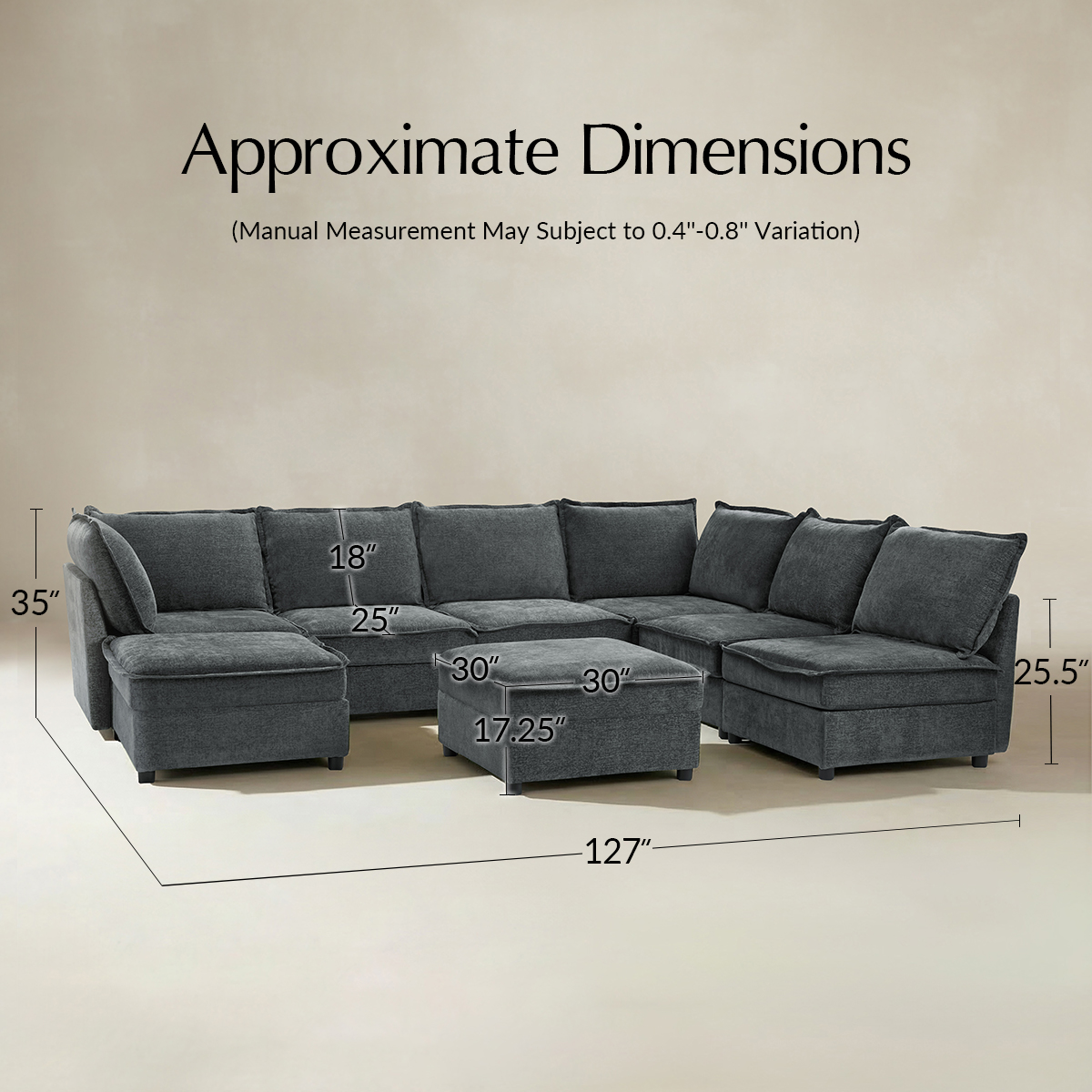 Harmetrix 8-Seater Soft Sectional Couch with Storage