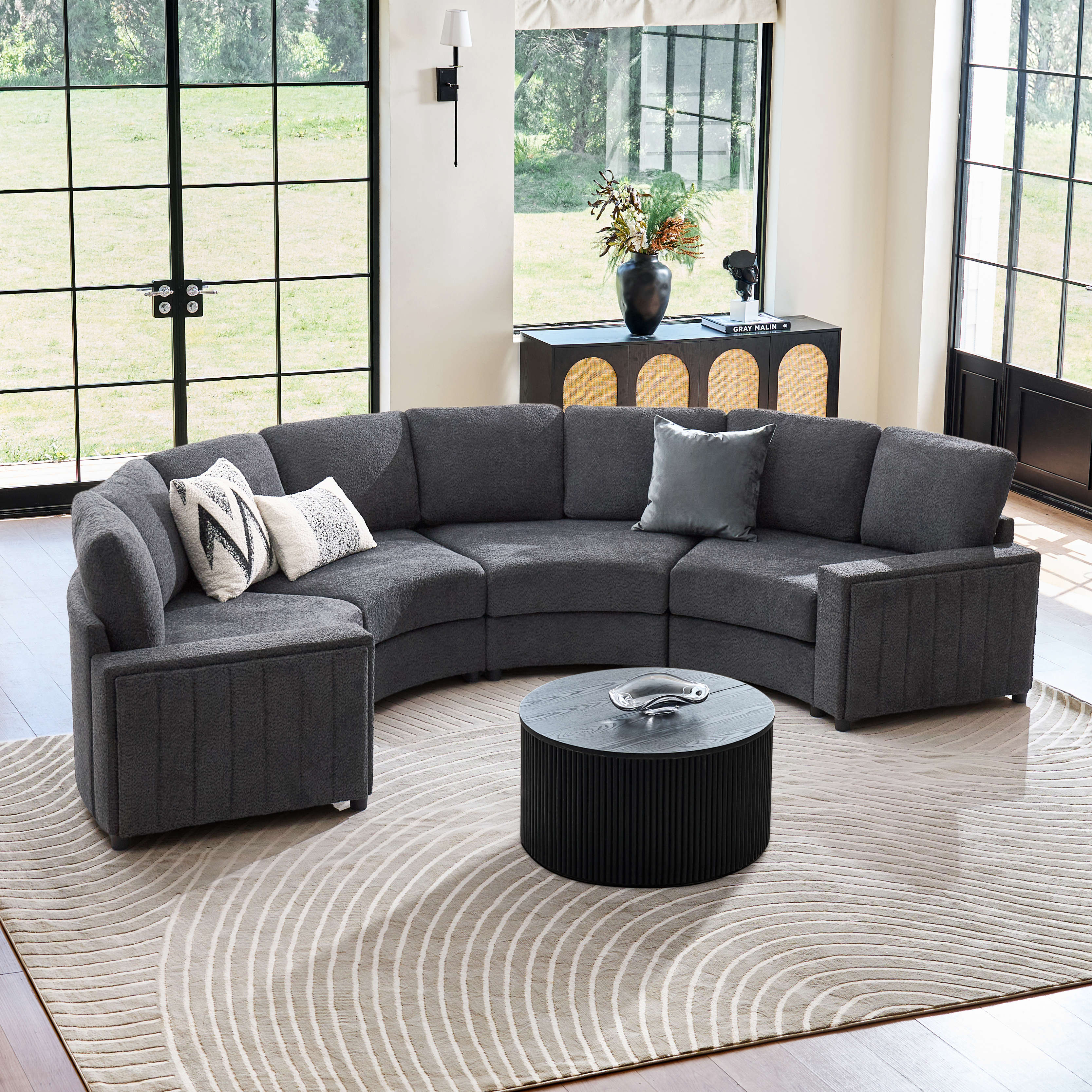 Aeris 138" Modern Curved Sectional Couch & Sofa With Curved Aesthetic