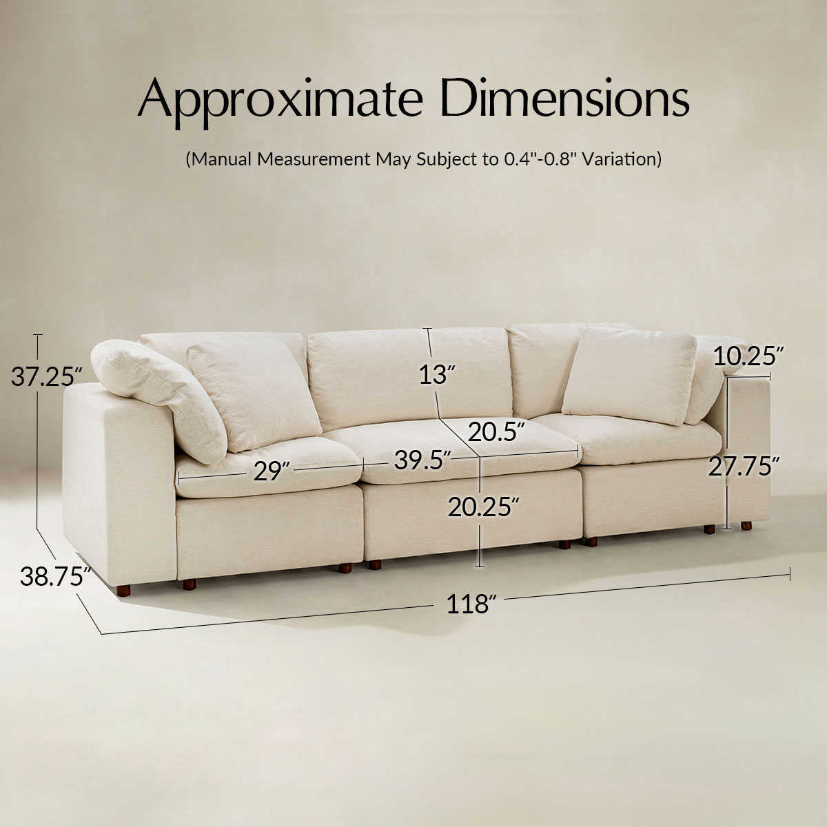 Harmetrix Cloud-Like Down-Blend Sofa with Water-Repellent Fabric