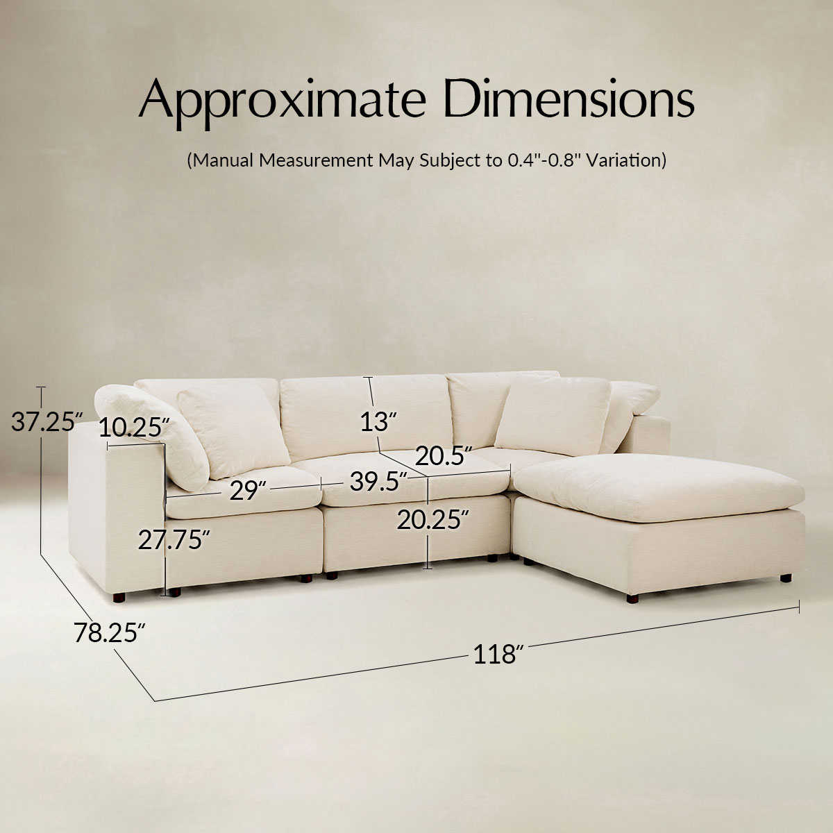 Harmetrix Cloud-Like Down-Blend Sofa with Water-Repellent Fabric