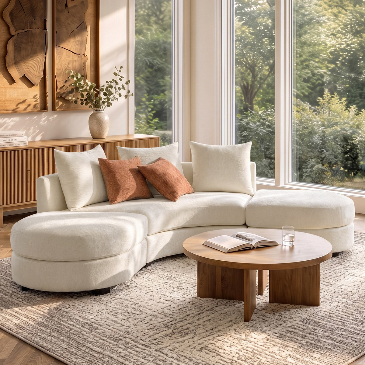 Aeris Modern Curved Sectional Sofa with Boucle Upholstery