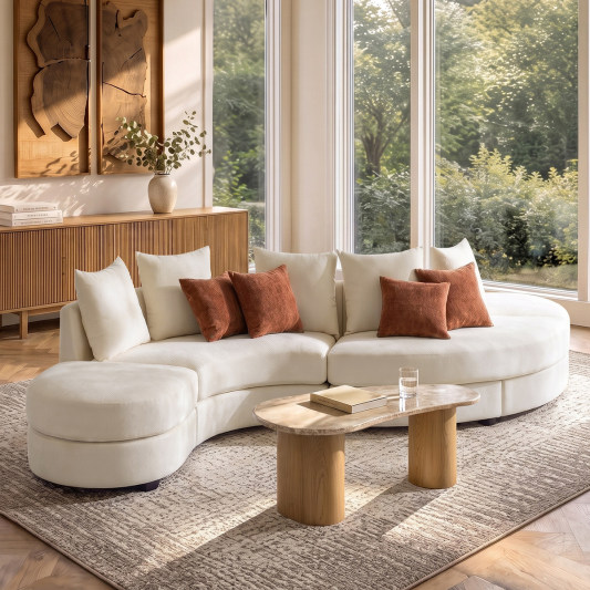 Aeris Modern Curved Sectional Sofa with Boucle Upholstery
