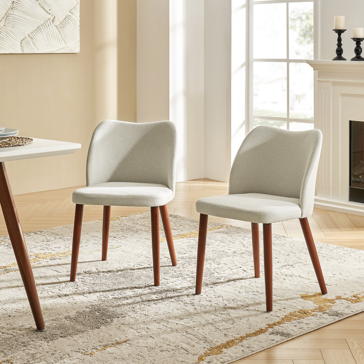 Diana Mid-Century Modern Upholstered Dining Chair,Set of 2