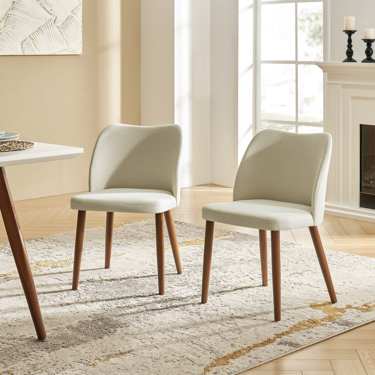 Diana Mid-Century Modern Upholstered Dining Chair,Set of 2