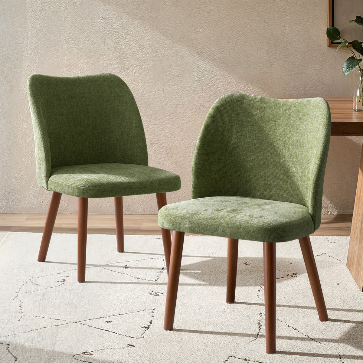 Diana Mid-Century Modern Upholstered Dining Chair,Set of 2