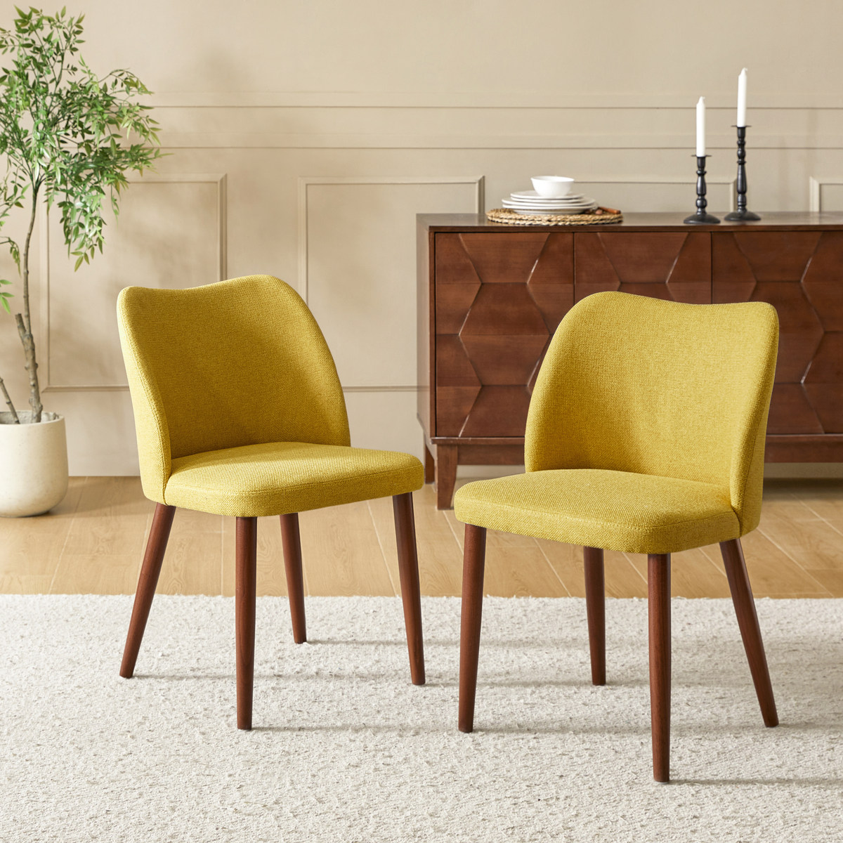 Diana Mid-Century Modern Upholstered Dining Chair,Set of 2