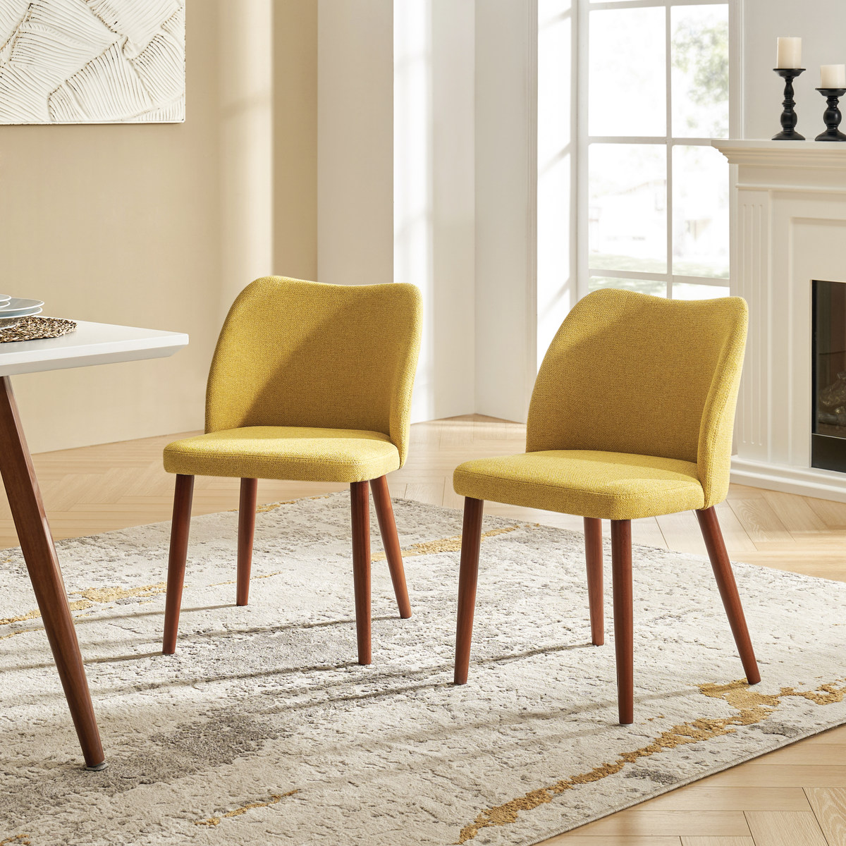 Diana Mid-Century Modern Upholstered Dining Chair,Set of 2