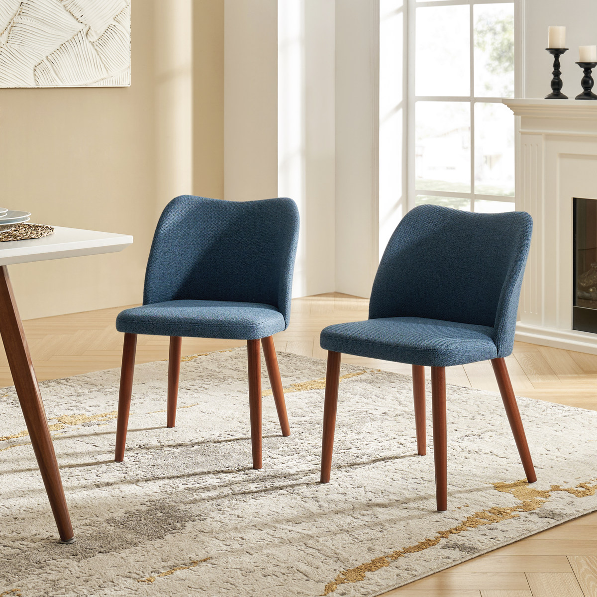 Diana Mid-Century Modern Upholstered Dining Chair,Set of 2