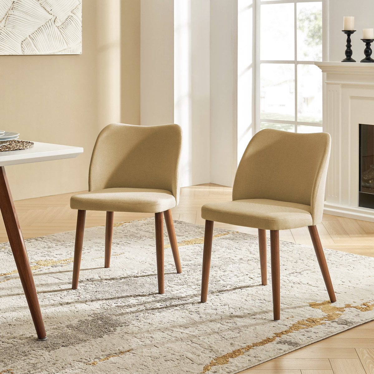Diana Mid-Century Modern Upholstered Dining Chair,Set of 2
