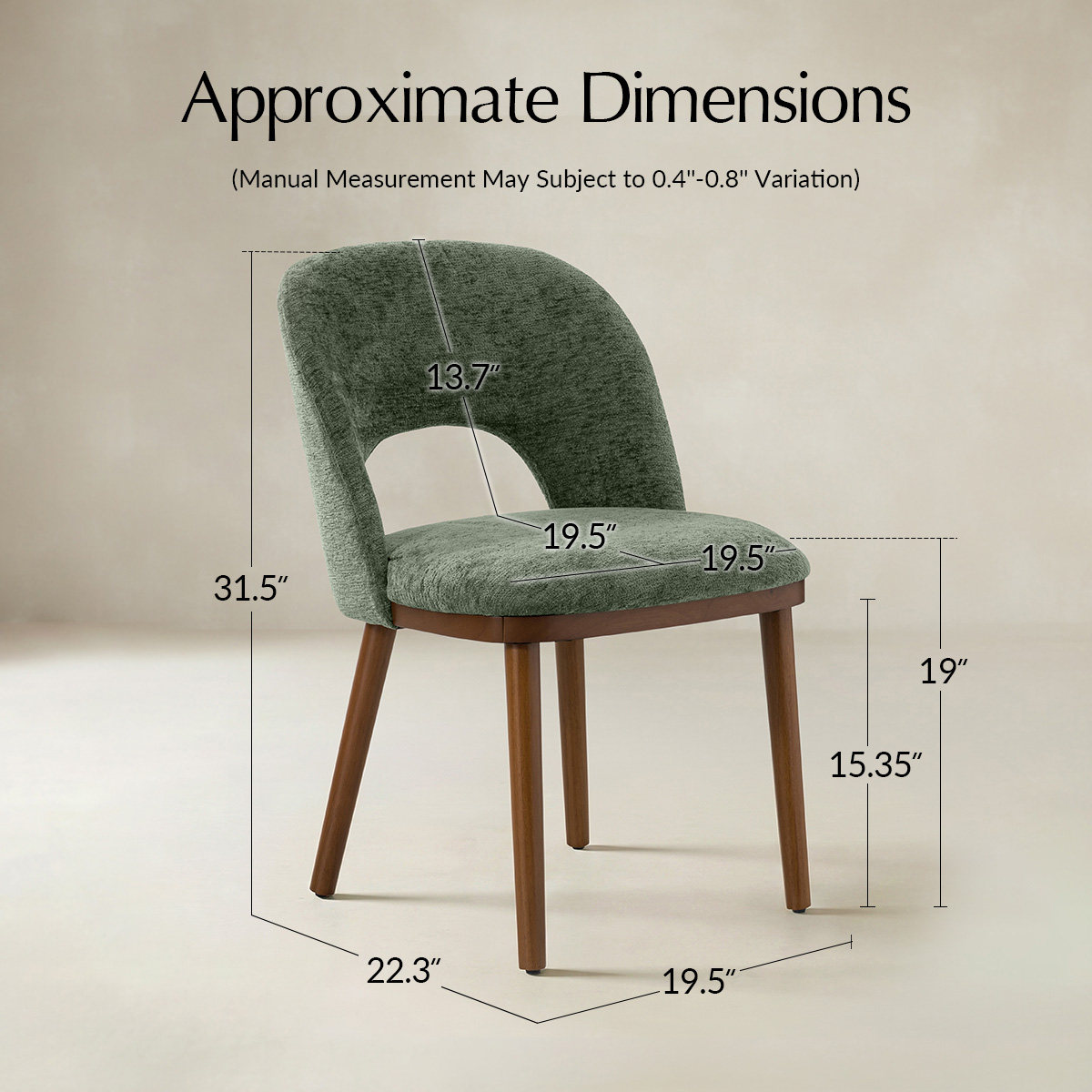 Open-Back Upholstered Dining Chair,Set of 2