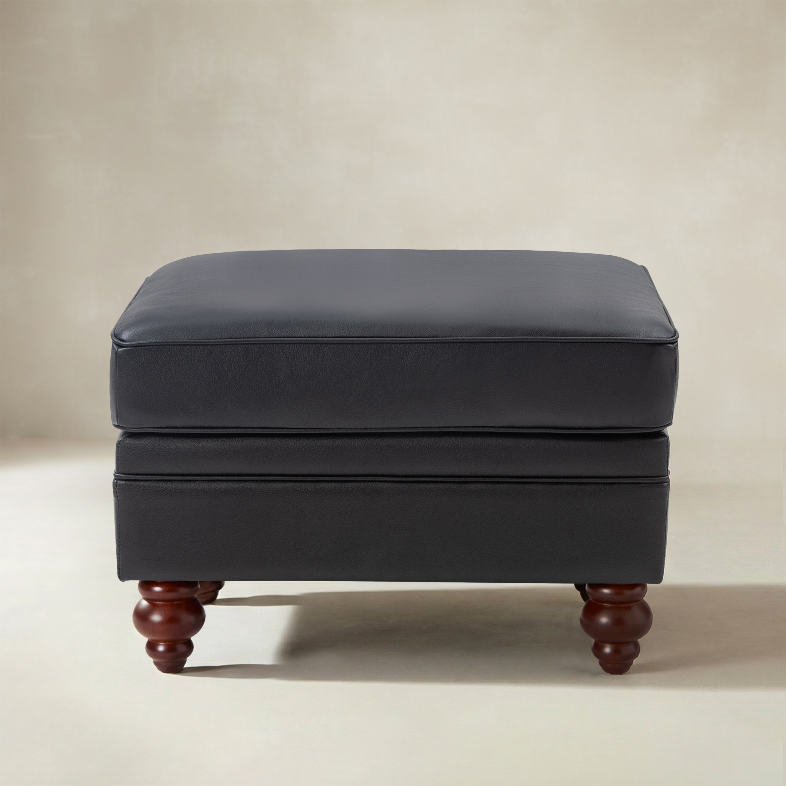 Basilio Contemporary Genuine Leather Ottoman for Living Room