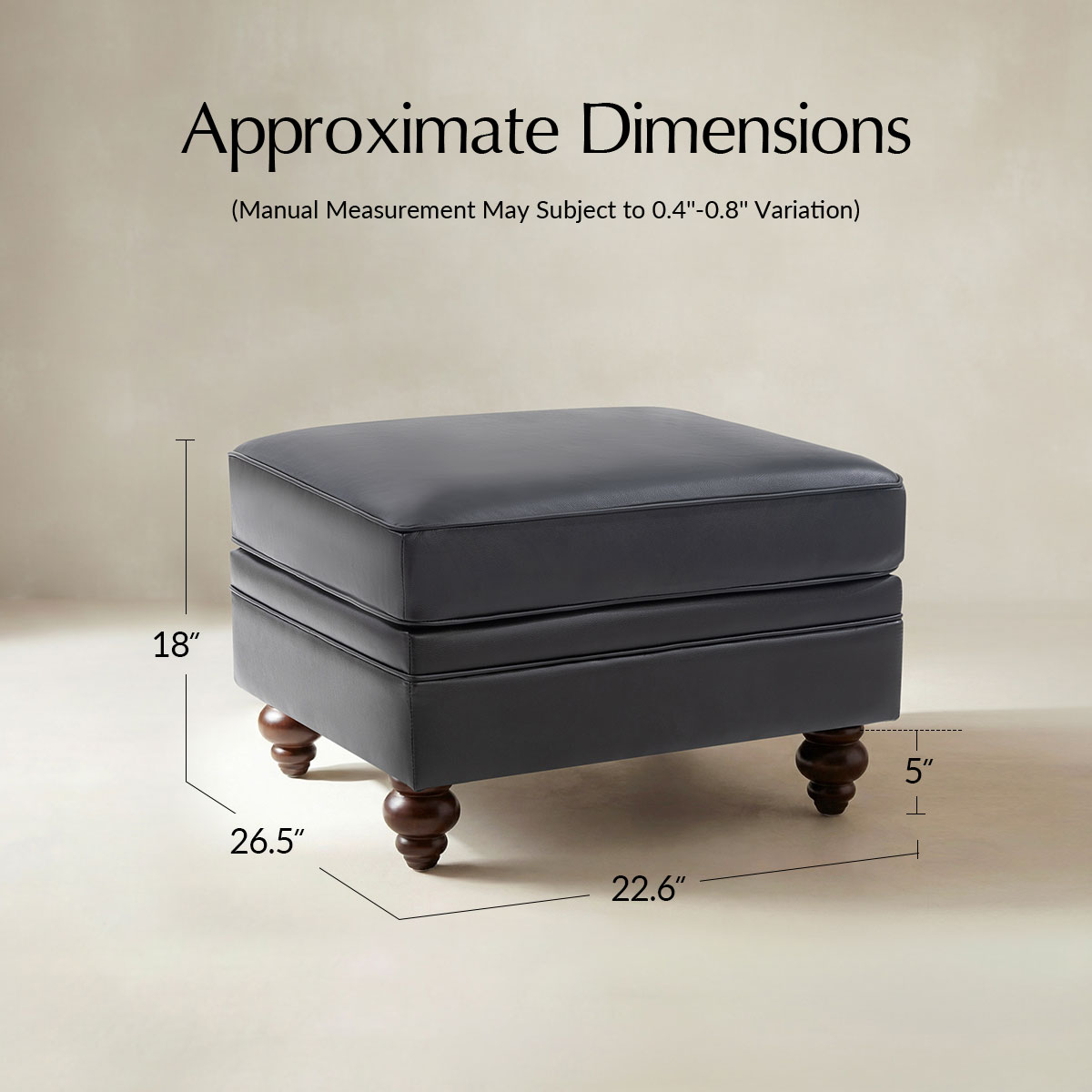 Basilio Contemporary Genuine Leather Ottoman for Living Room