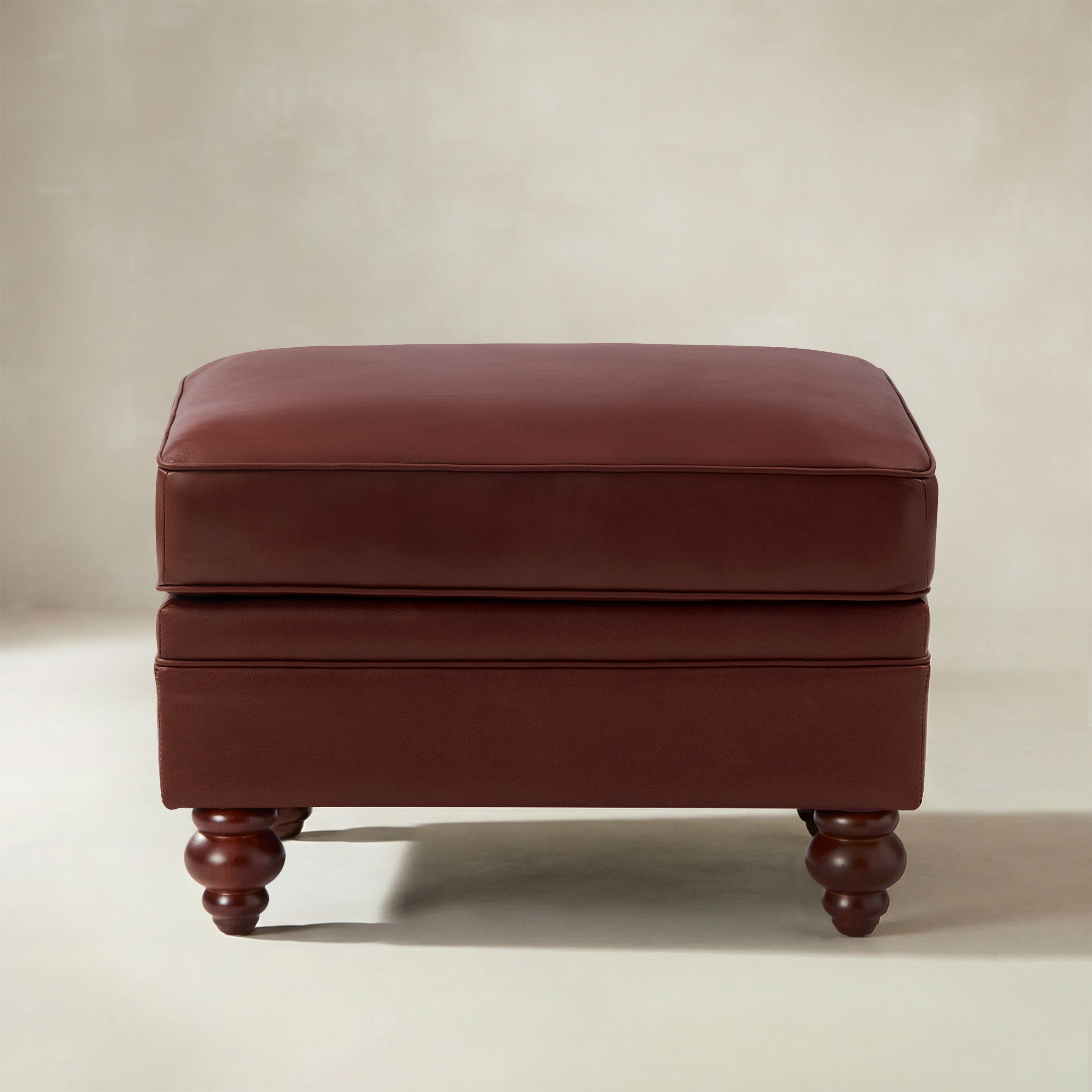 Basilio Contemporary Genuine Leather Ottoman for Living Room