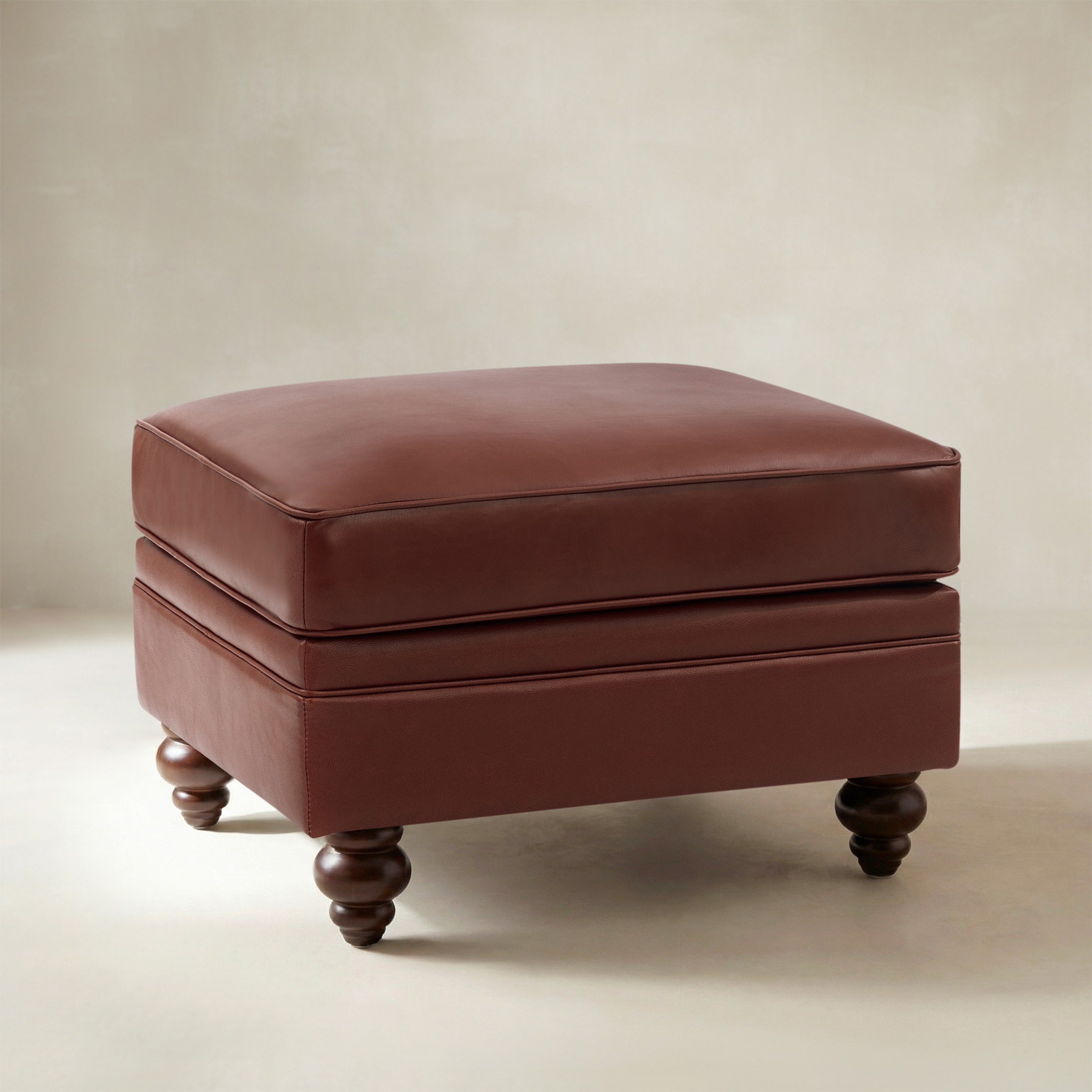 Basilio Contemporary Genuine Leather Ottoman for Living Room