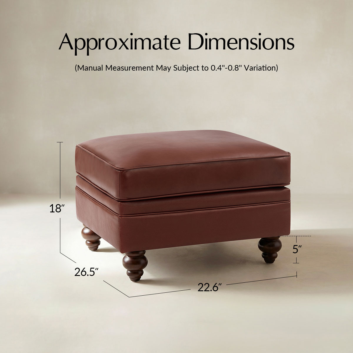 Basilio Contemporary Genuine Leather Ottoman for Living Room