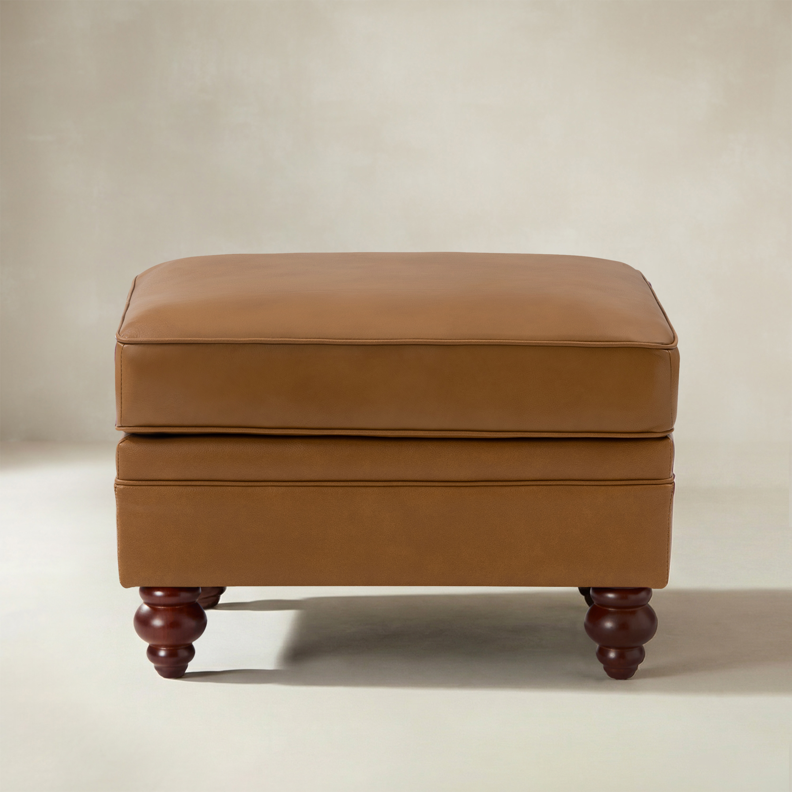 Basilio Contemporary Genuine Leather Ottoman for Living Room