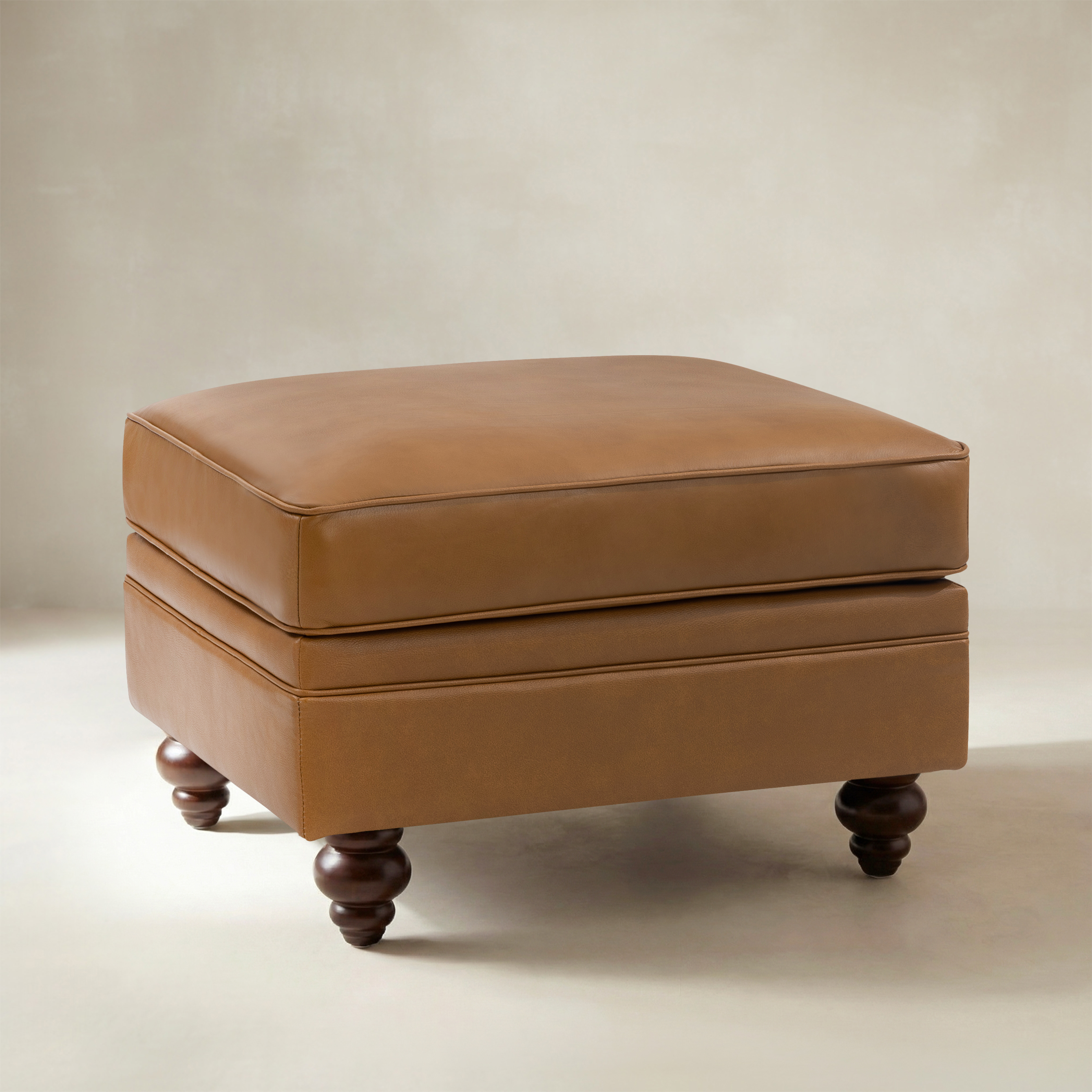 Basilio Contemporary Genuine Leather Ottoman for Living Room
