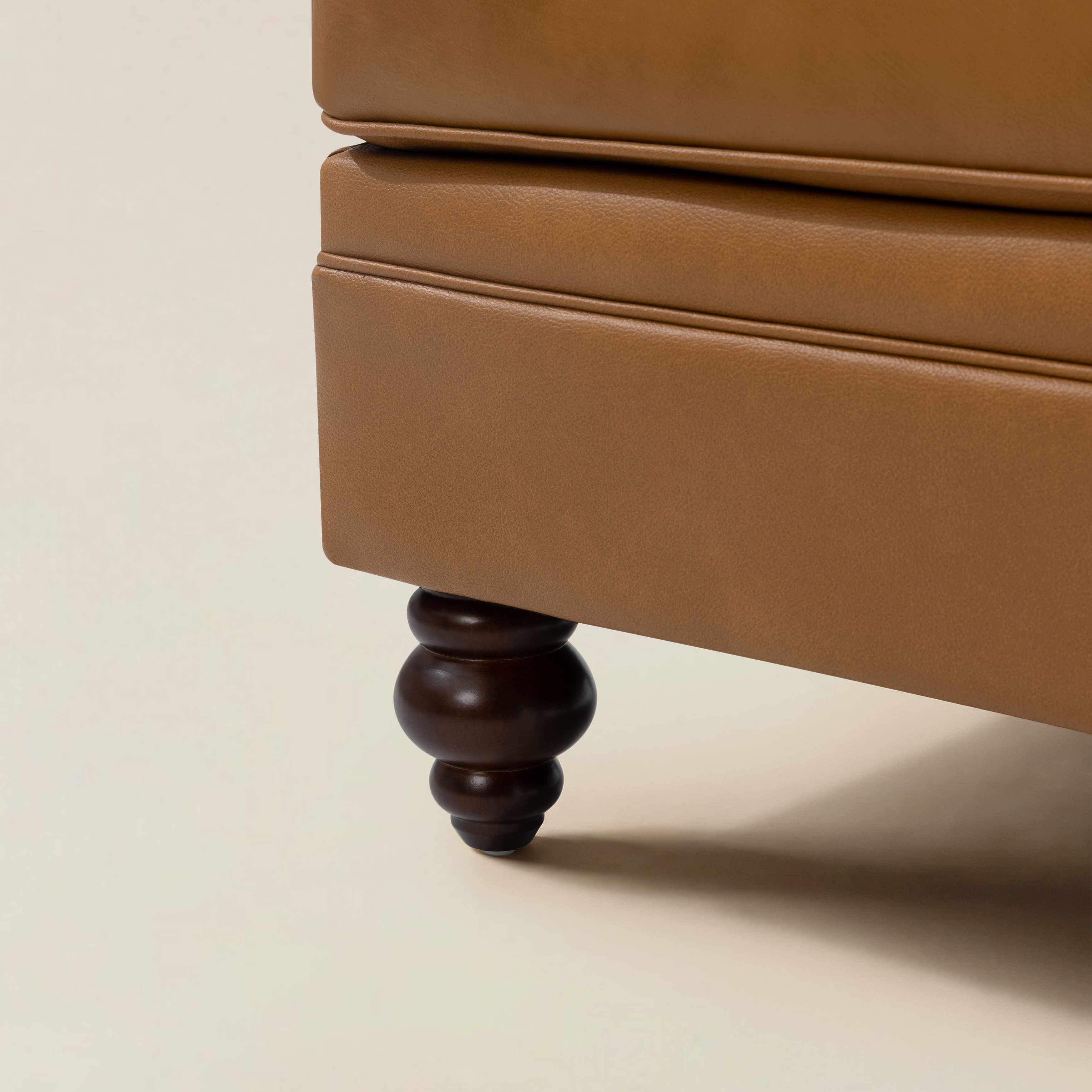 Basilio Contemporary Genuine Leather Ottoman for Living Room